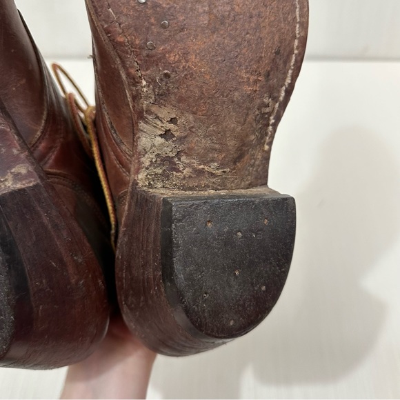 Whites Boots vintage brown distressed leather boots lace up western logger - Picture 6 of 16